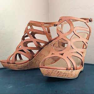 Strappy Cork Wedge Heels